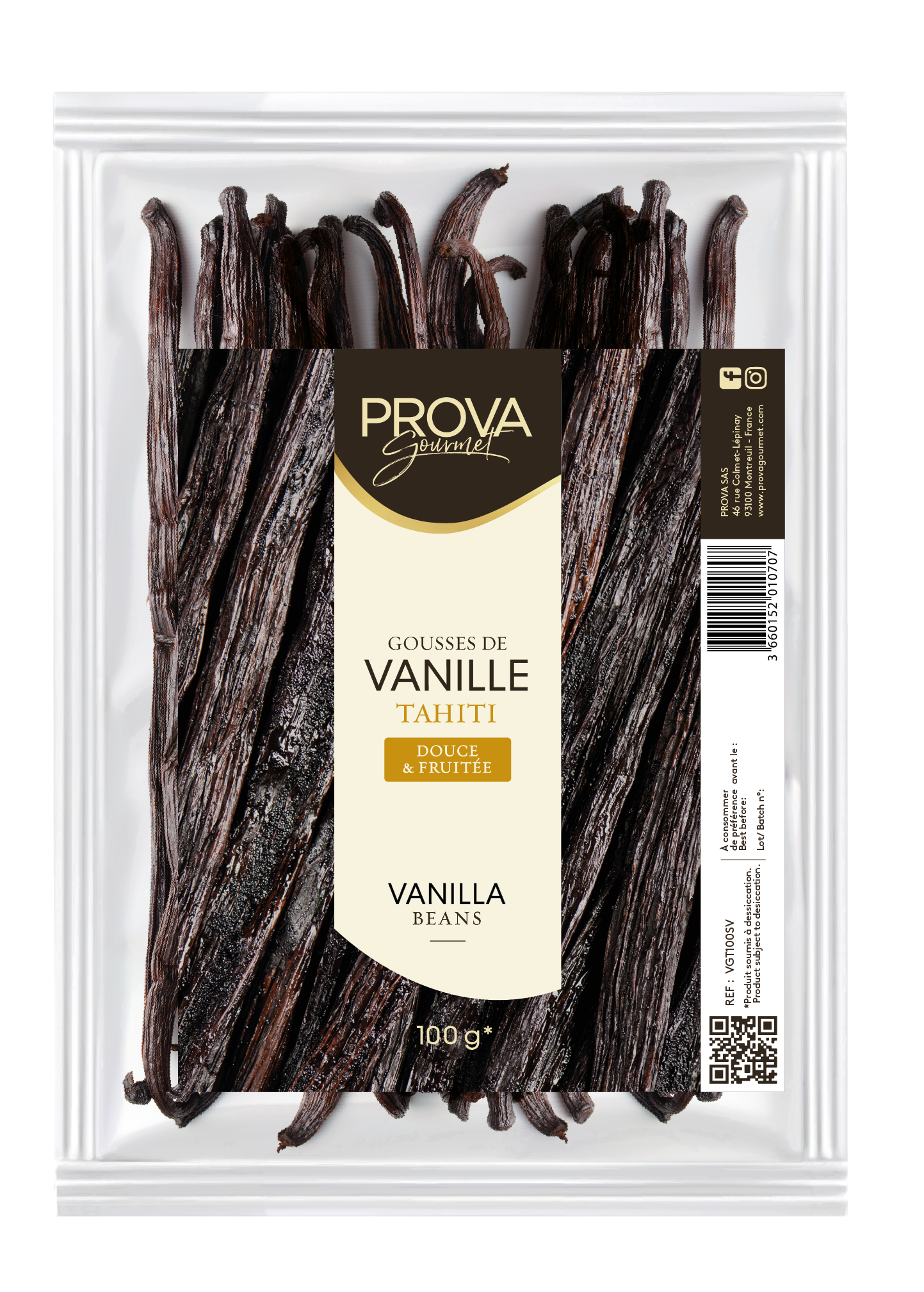 タヒチ産バニラビーンズ　100g  Tahiti Vanilla Beans 100g Prova